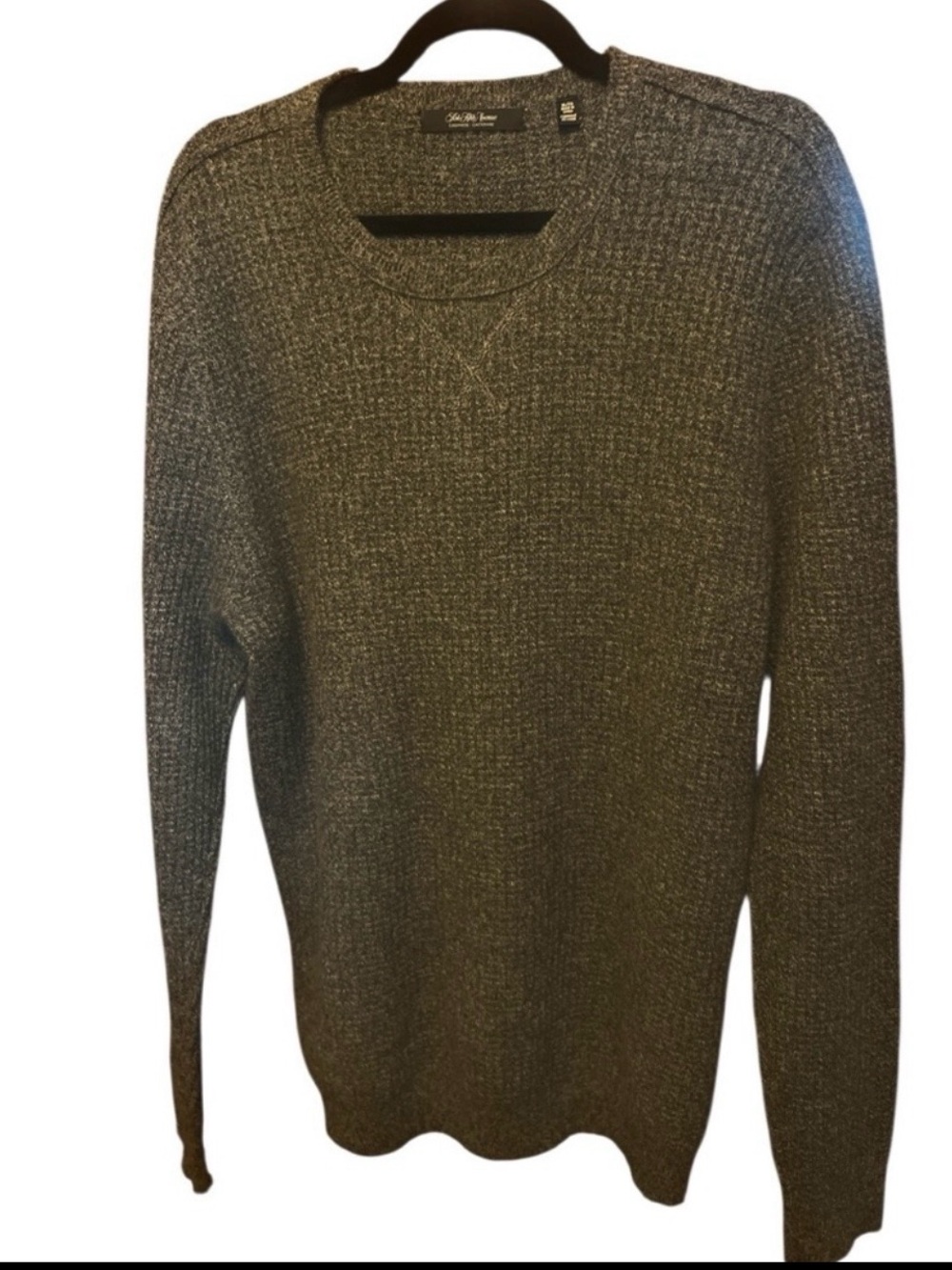 SAKS FIFTH 100% cashmere waffle knit crew neck charcoal sweater XL luxury money - Picture 2 of 9